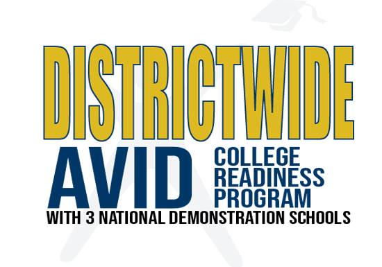 District Wide AVID college readiness program with 2 national demonstration schools